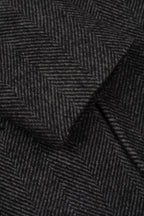 Charcoal Black Double-Breasted Herringbone Coat