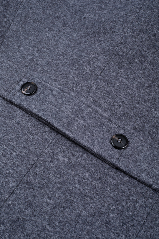 Frosted Grey Double-Breasted Poly Coat