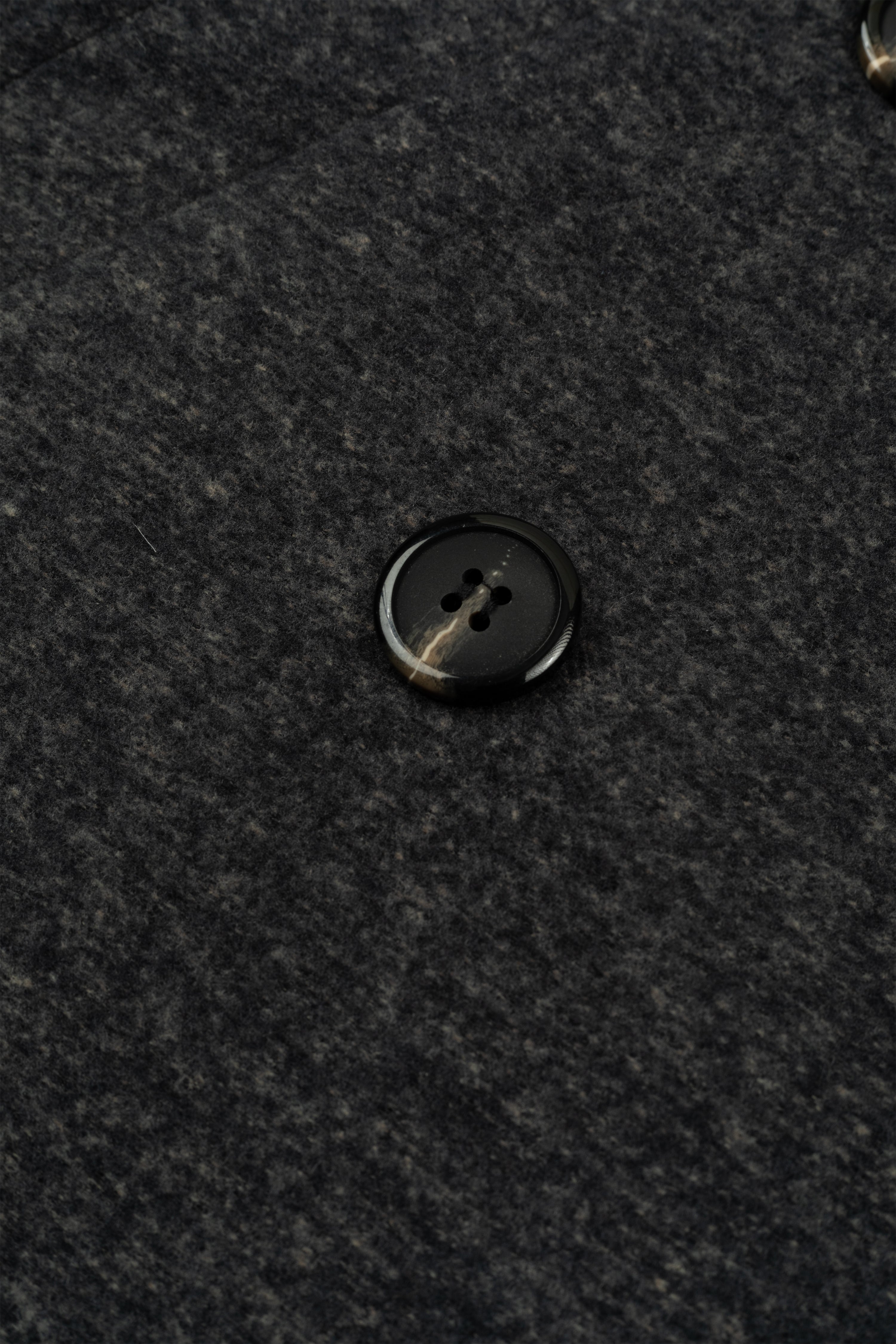 Jet Black Double-Breasted Poly Coat