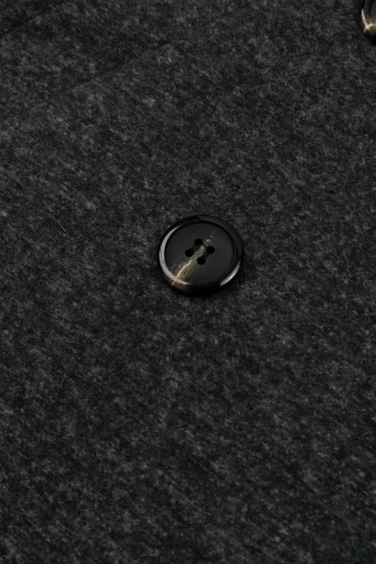 Jet Black Double-Breasted Poly Coat
