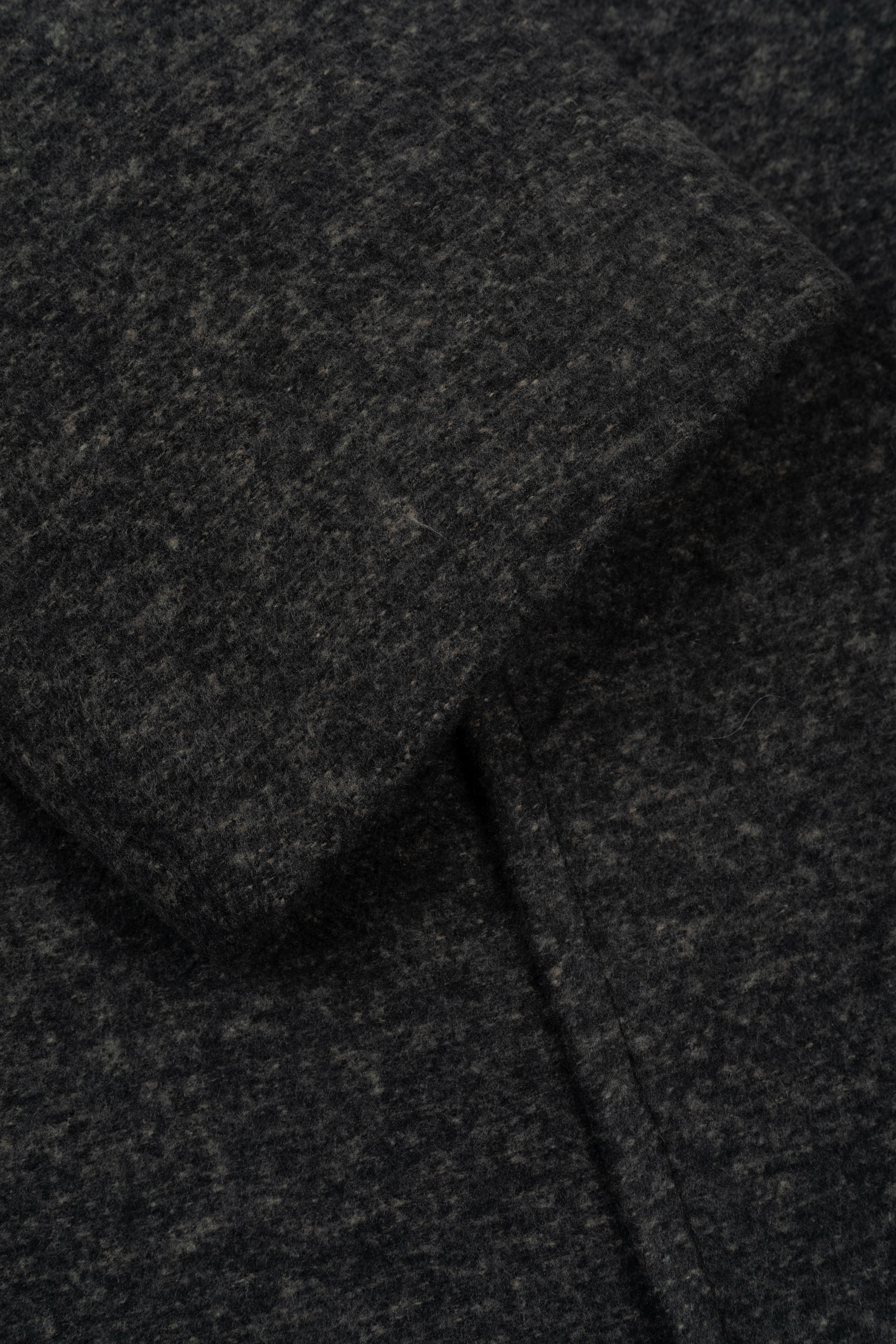 Jet Black Double-Breasted Poly Coat