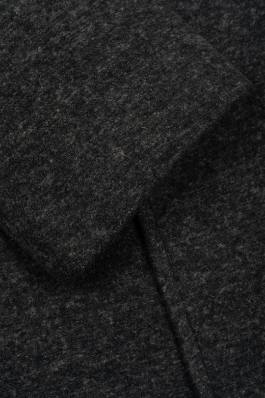 Jet Black Double-Breasted Poly Coat