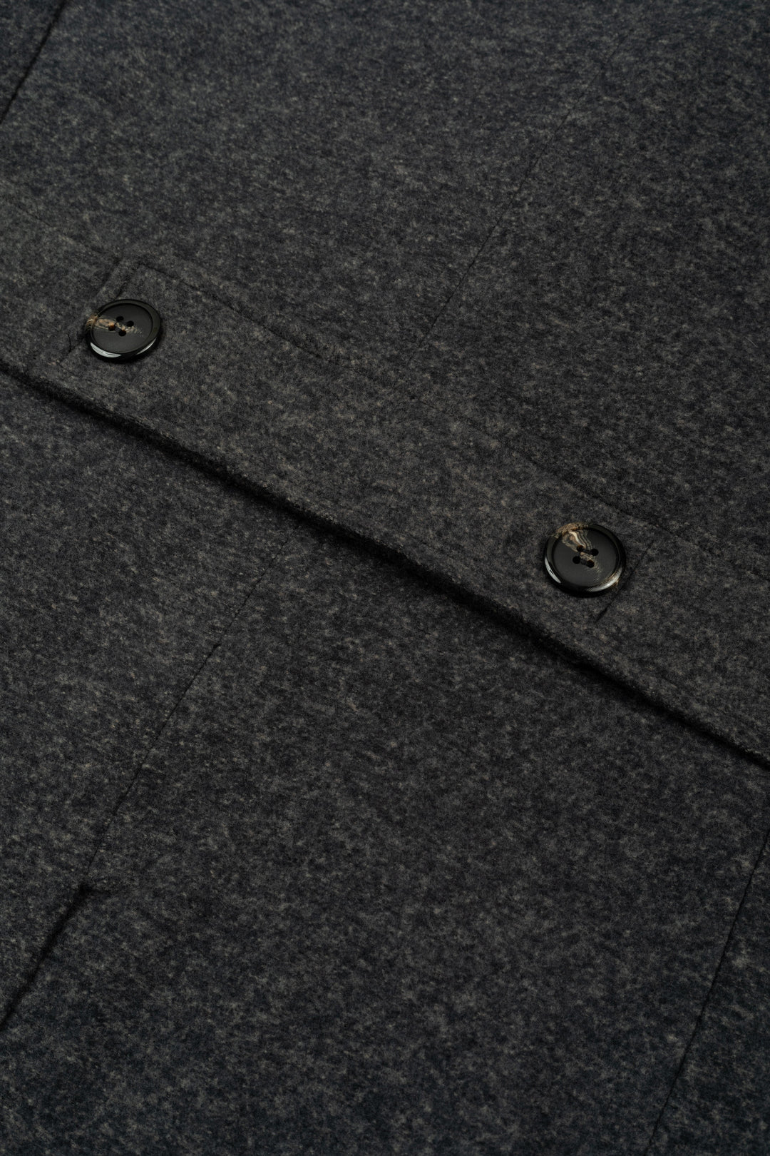 Jet Black Double-Breasted Poly Coat