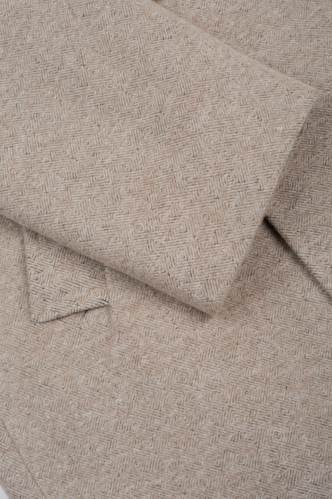 Ivory Beige Double-Breasted Herringbone Coat