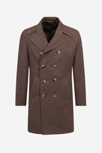 Mocha Brown Double-Breasted Poly Coat