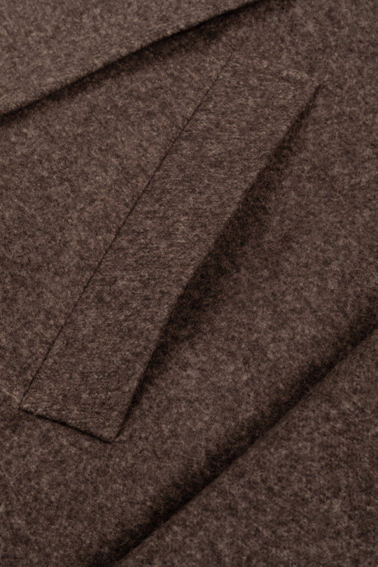 Mocha Brown Double-Breasted Poly Coat