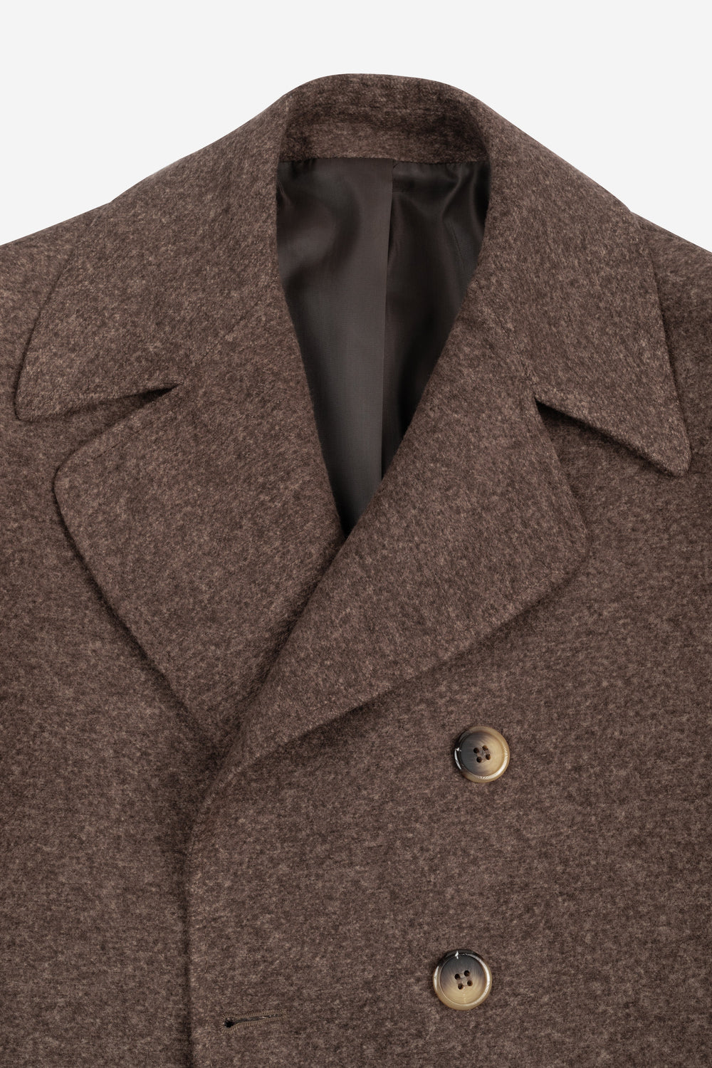 Mocha Brown Double-Breasted Poly Coat
