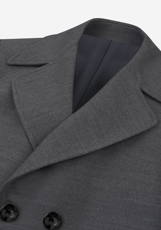 Dim Grey Double-Breasted Poly Coat