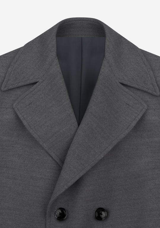 Dim Grey Double-Breasted Poly Coat