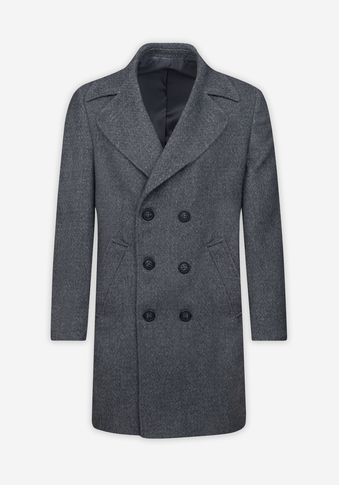Ice Grey Double-Breasted Poly Coat