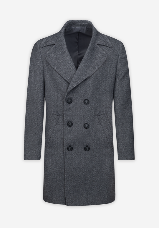 Ice Grey Double-Breasted Poly Coat