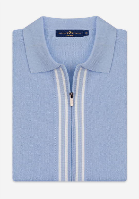 Powder Blue Zip Cotton Pullover