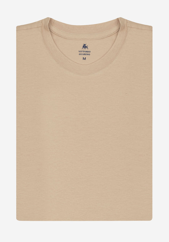 True Beige Cotton Undershirt - Short Sleeve
