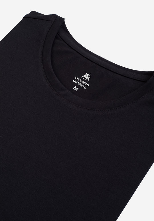 Panther Black Cotton Undershirt - Short Sleeve