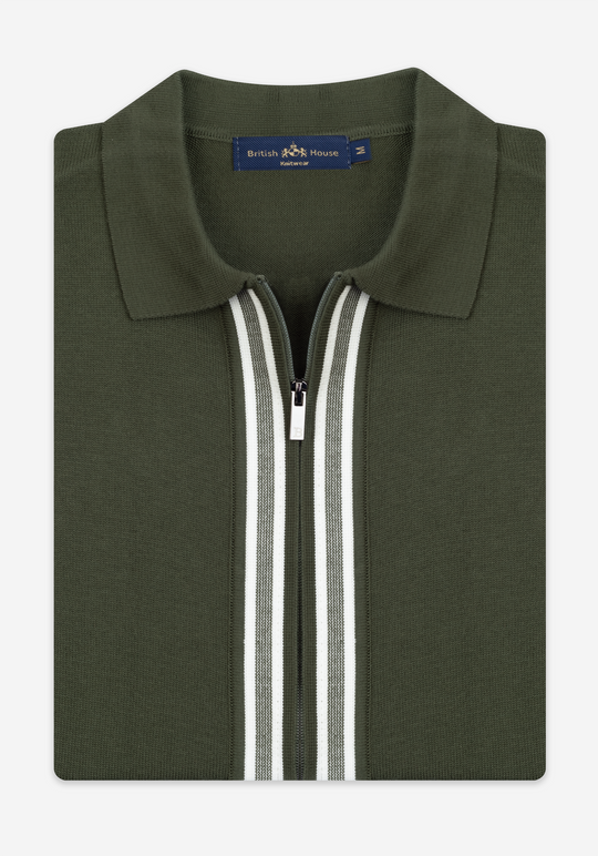 Dim Olive Zip Cotton Pullover