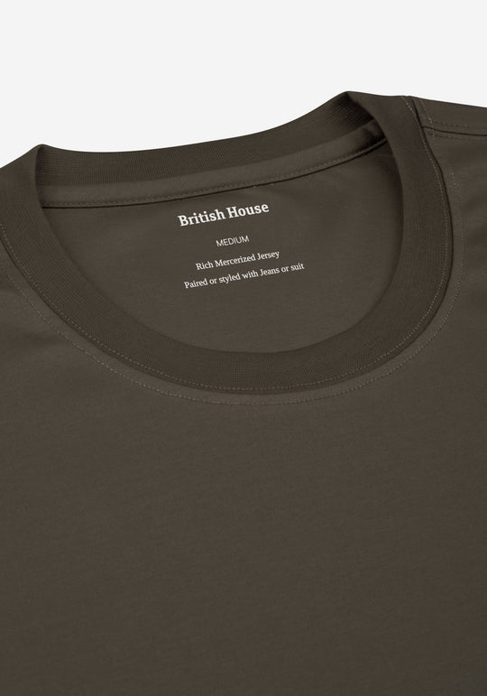 Smoked Olive Mercerized Interlock Jersey