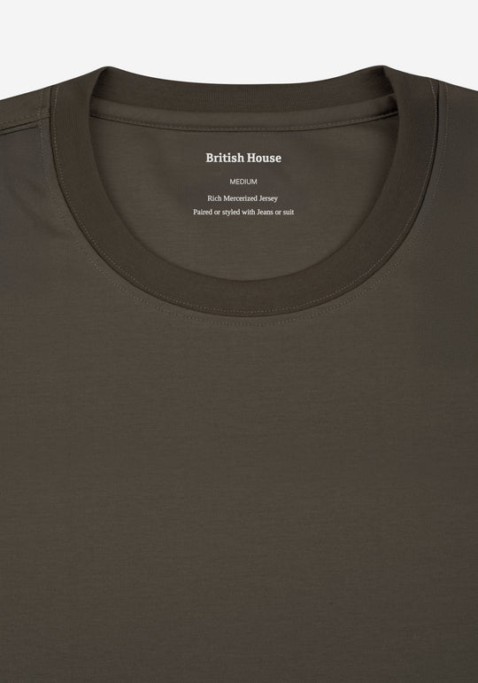 Smoked Olive Mercerized Interlock Jersey
