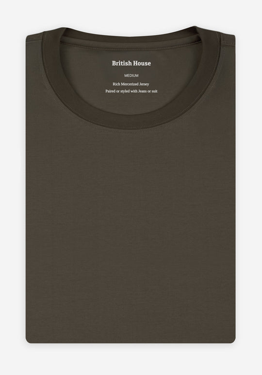 Smoked Olive Mercerized Interlock Jersey