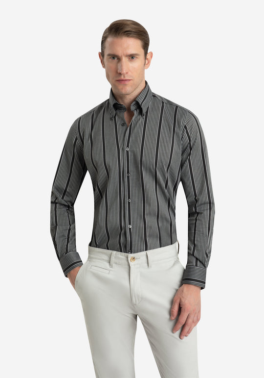 Slate Black Stripe Oxford Shirt