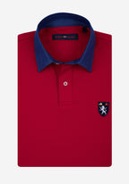 Scarlet Red Cotton Polo Shirt - Long Sleeve