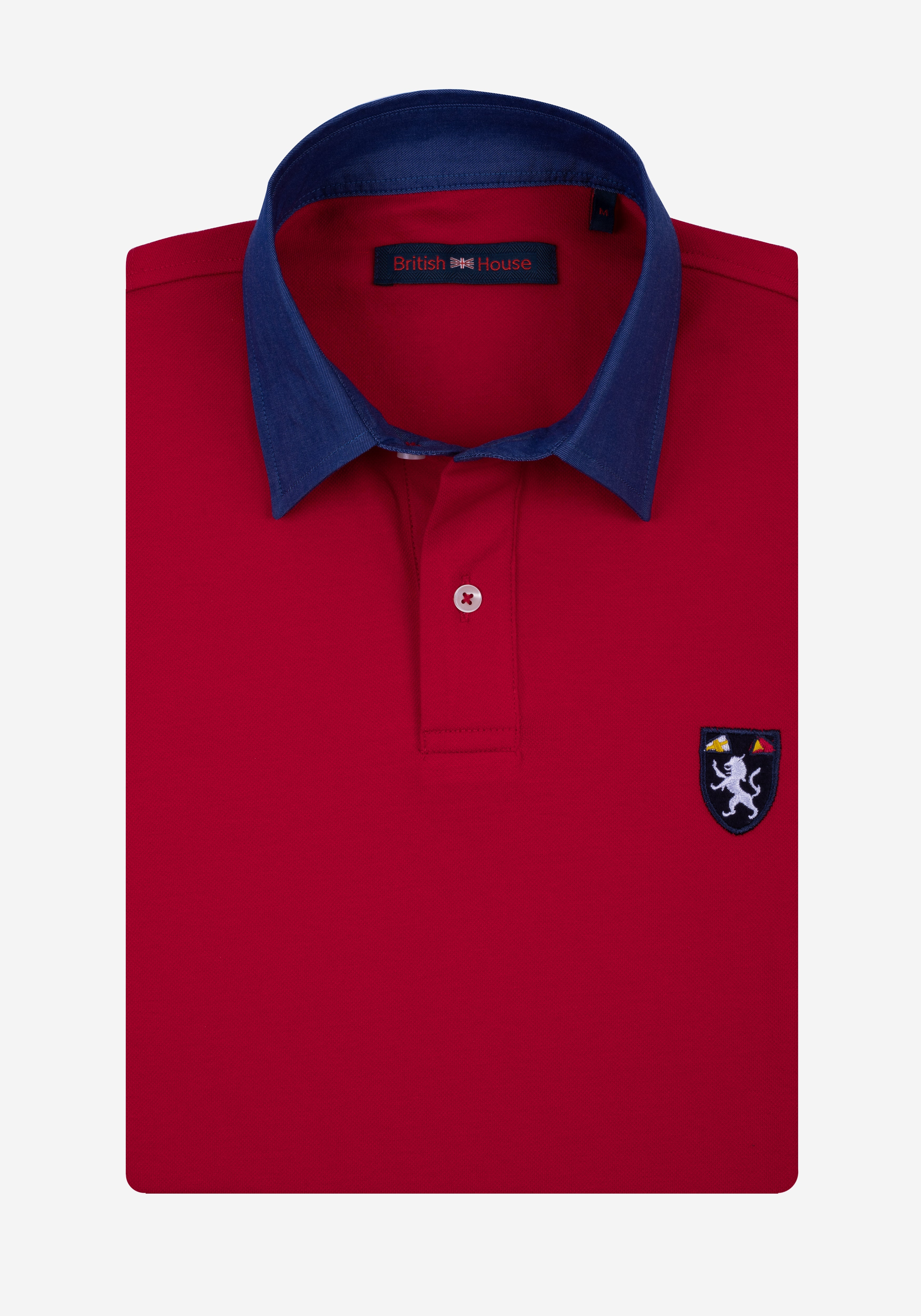 Scarlet Red Cotton Polo Shirt - Long Sleeve