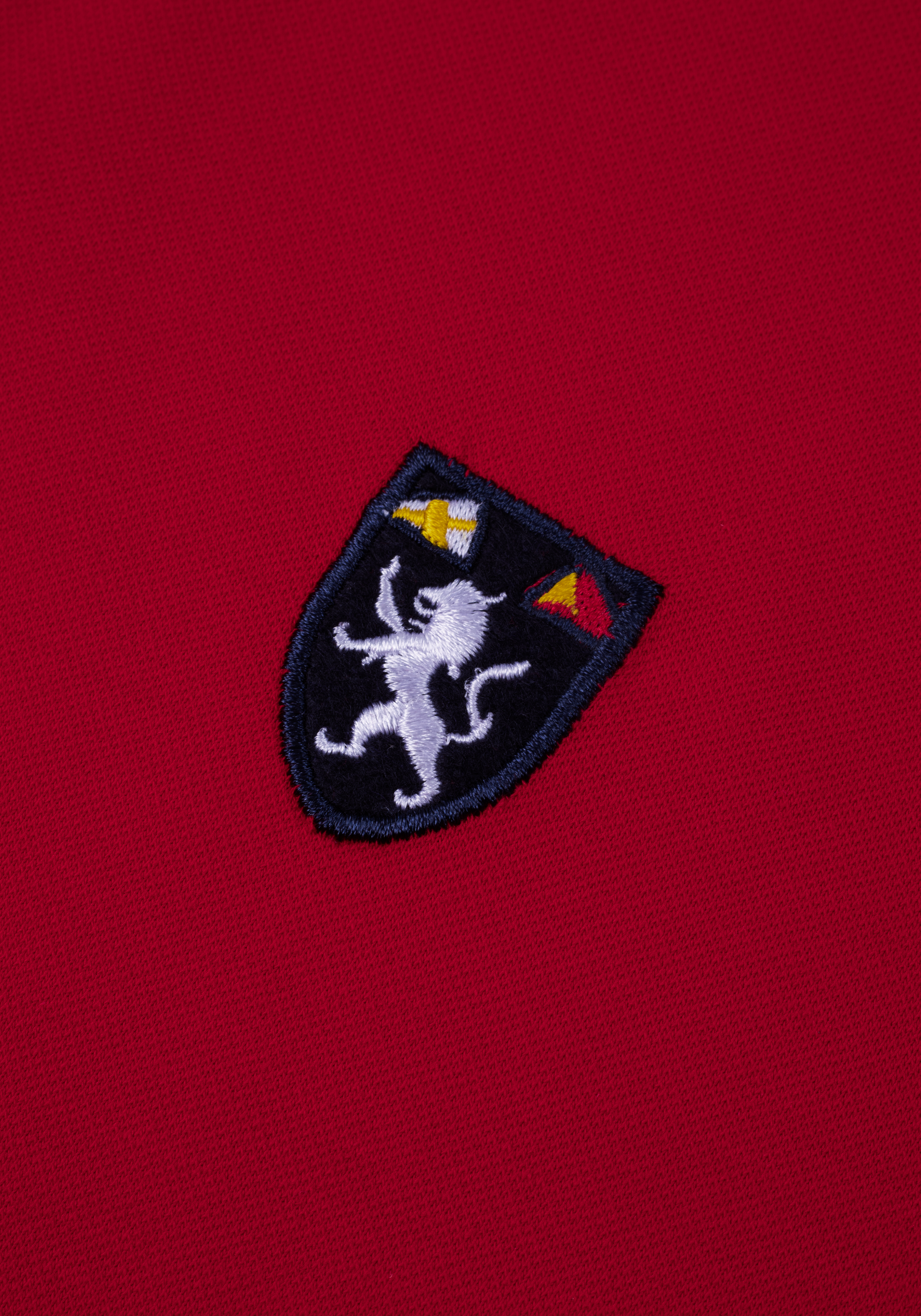 Scarlet Red Cotton Polo Shirt - Long Sleeve