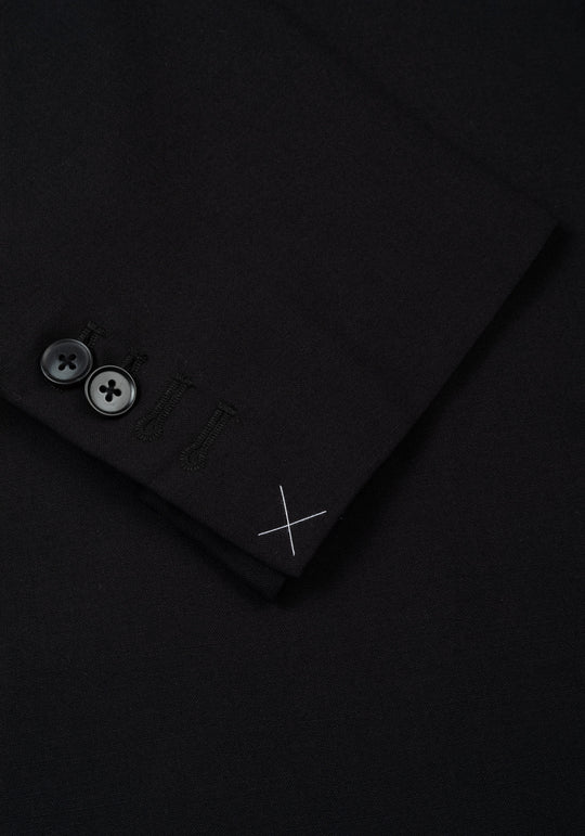 Rich Black Semi-Italian Handmade 130S Cool Wool Blazer