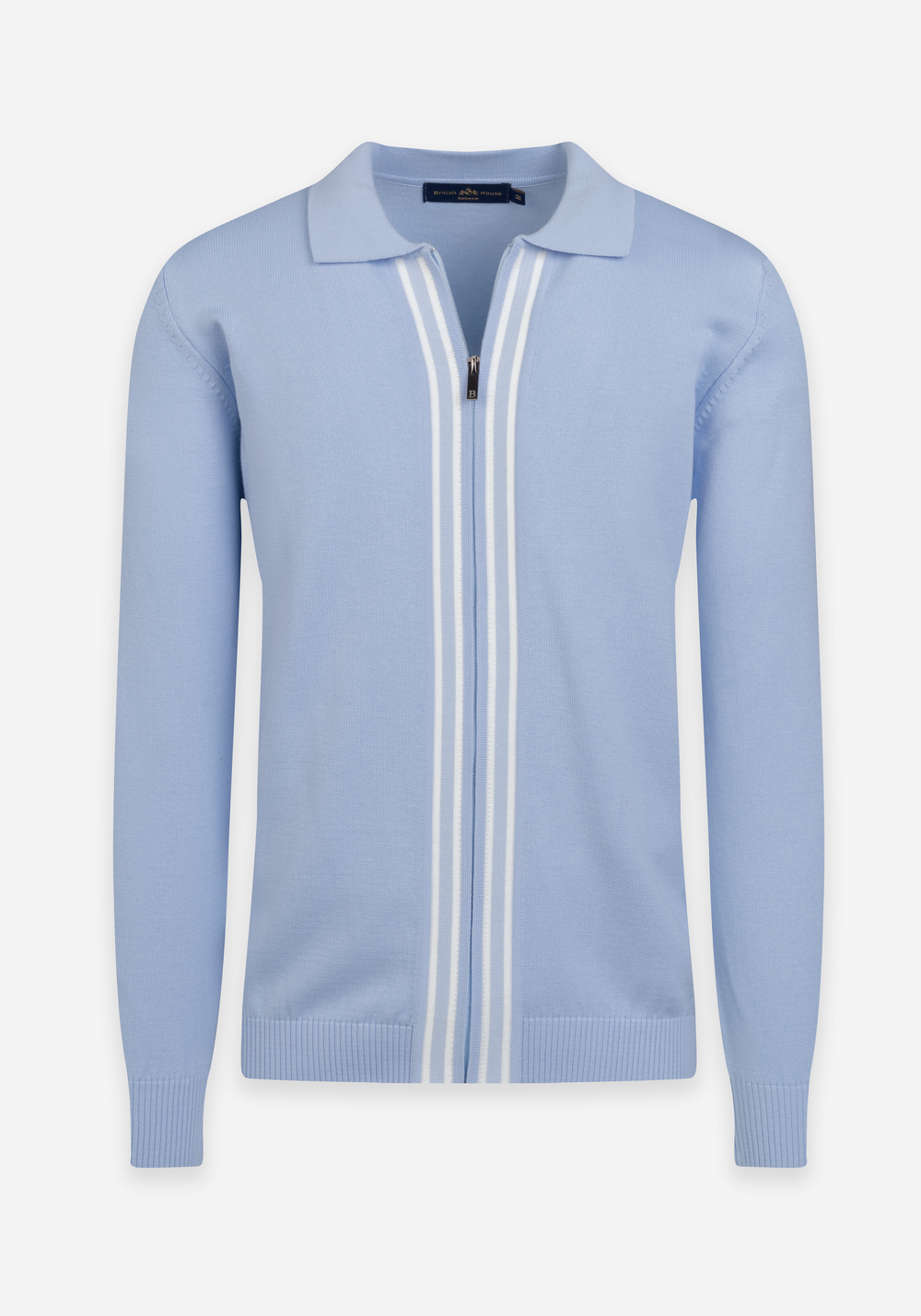 Powder Blue Zip Cotton Pullover
