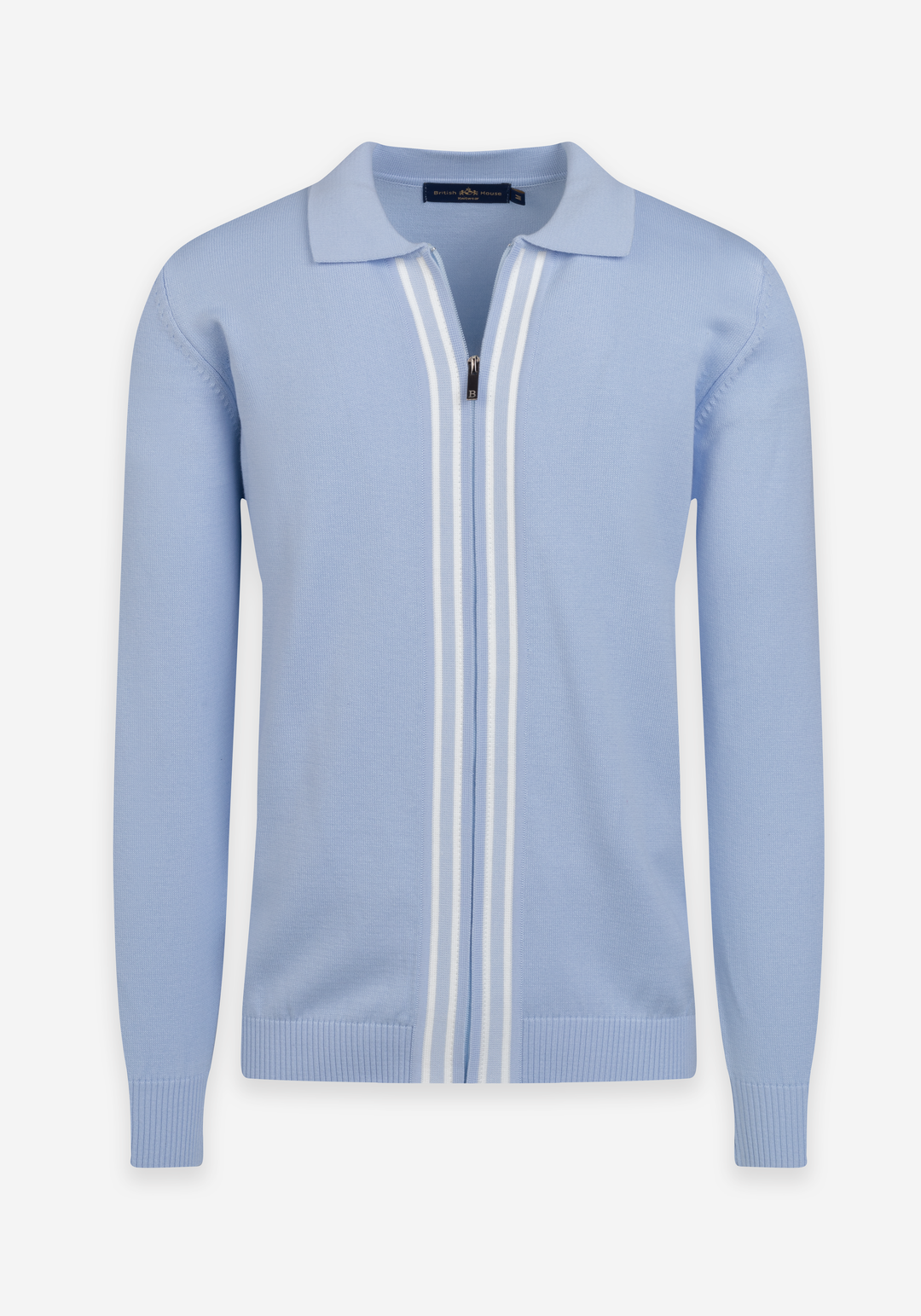 Powder Blue Zip Cotton Pullover