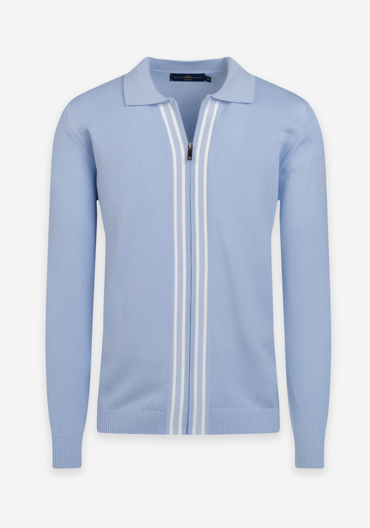 Powder Blue Zip Cotton Pullover
