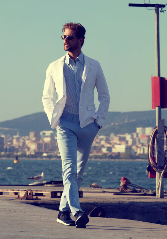 Contemporary Fit Royal White Blazer