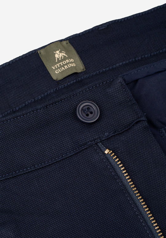 Midnight Navy Piqué Gabardine