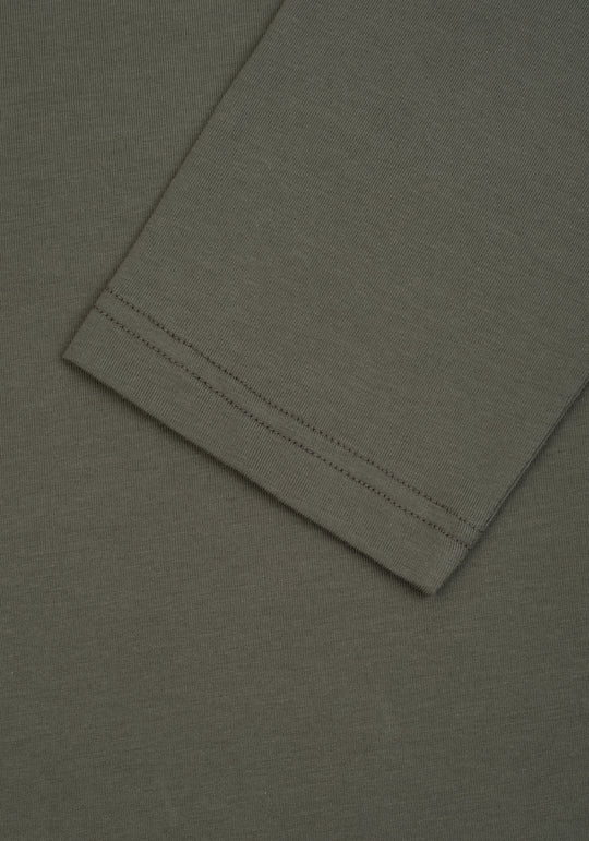 Sage Olive Cotton Undershirt - Long Sleeve