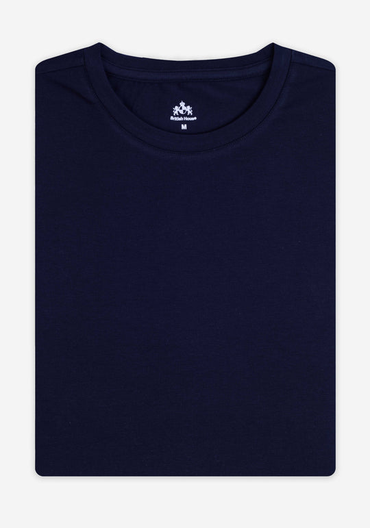 Classic Navy Cotton Undershirt - Long Sleeve