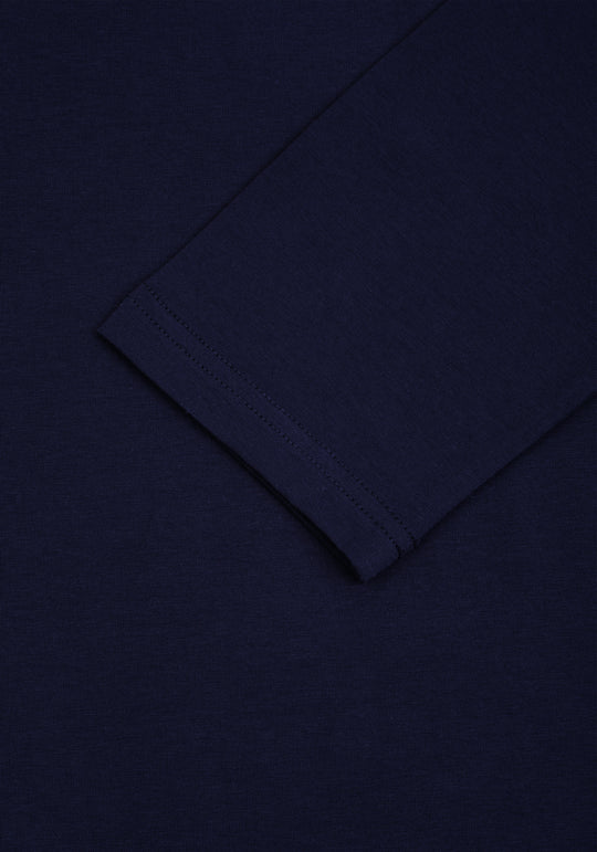 Classic Navy Cotton Undershirt - Long Sleeve