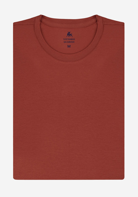 Dark Orange Cotton Undershirt - Short Sleeve